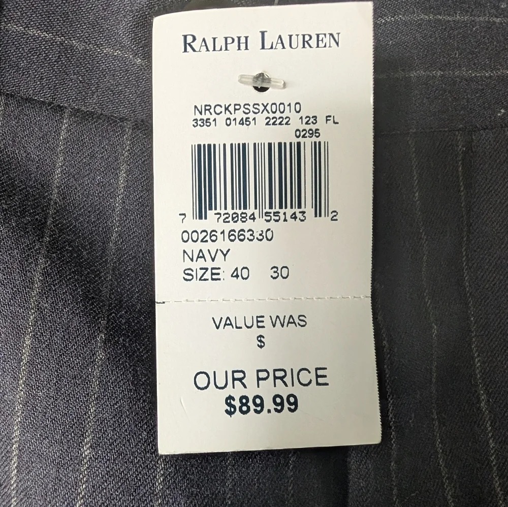 Lauren Ralph Lauren Navy Pinstripe Dress Pants 40W/30L